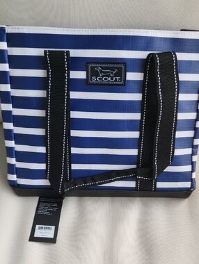 SCOUT Navy & White Striped Duffel with Black Handles